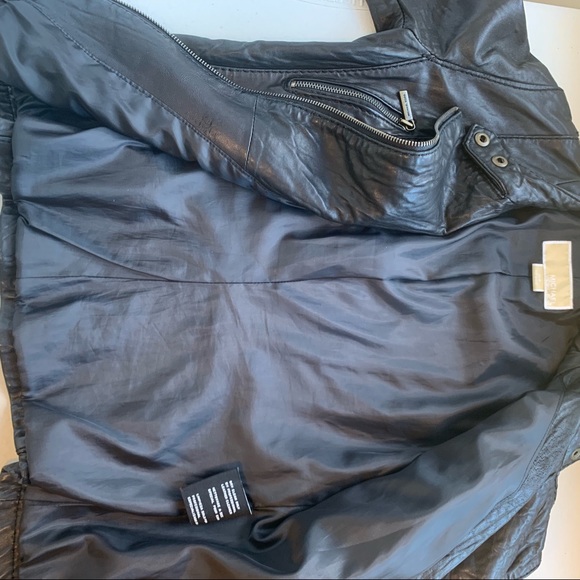 Michael Kors Black Motorcycle Biker Leather Jacket - Picture 7 of 8